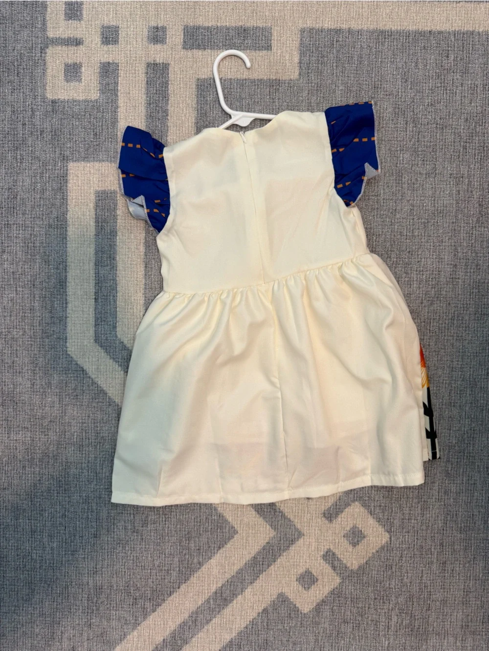 Floral Pencil Print Strapless Dress - Cream & Blue